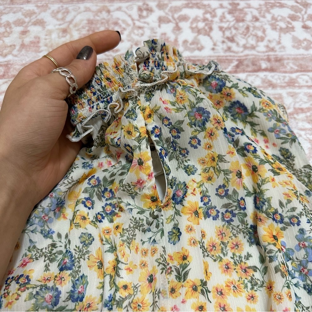 Floral Smocked Ruffle Summer High Neck Minidress 🌻 - Picture 9 of 9